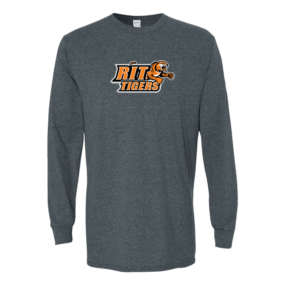 Men's RIT Tigers Logo Gildan Heavy Cotton Long Sleeve T-Shirt