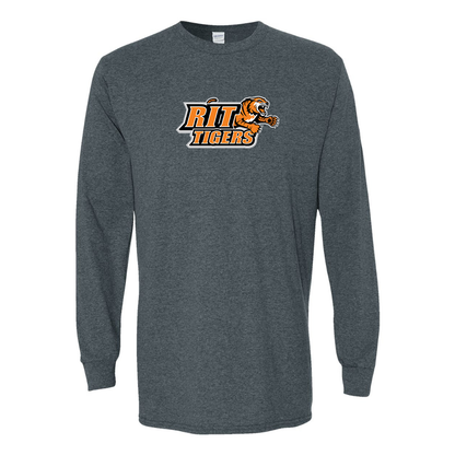 Men's RIT Tigers Logo Gildan Heavy Cotton Long Sleeve T-Shirt