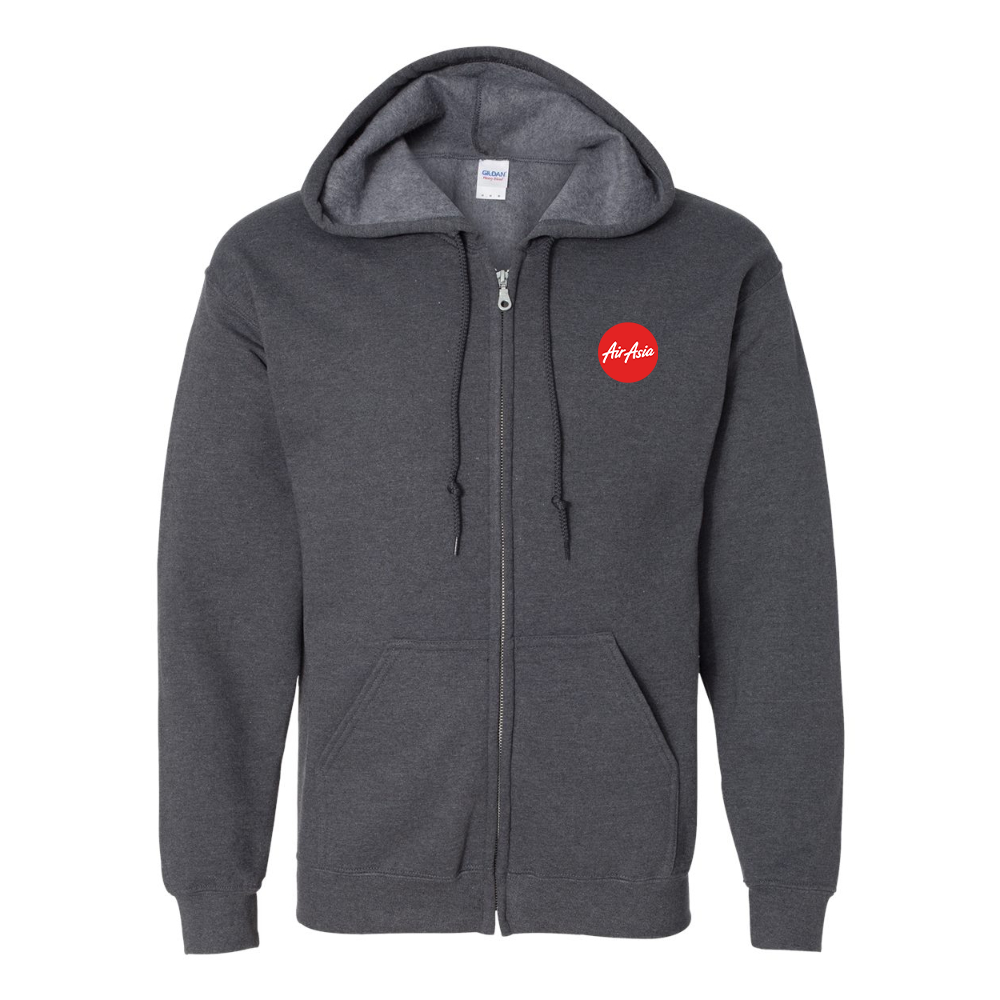 Men's Air Asia Logo Gildan  Heavy Blend Full Zip Hooded Sweatshirt