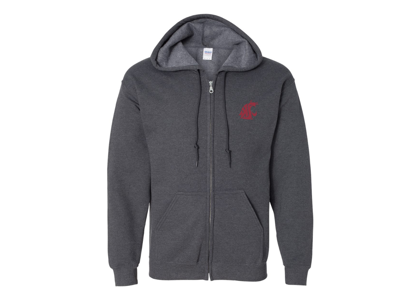 Men's Washington State Cougars Gildan  Heavy Blend Full Zip Hooded Sweatshirt