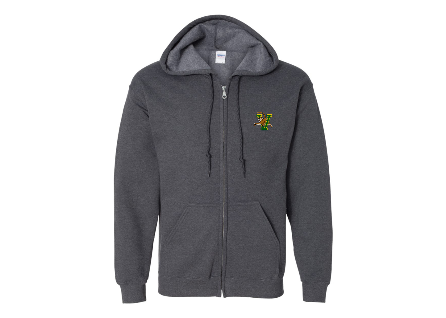 Men's Vermont Catamounts Gildan  Heavy Blend Full Zip Hooded Sweatshirt
