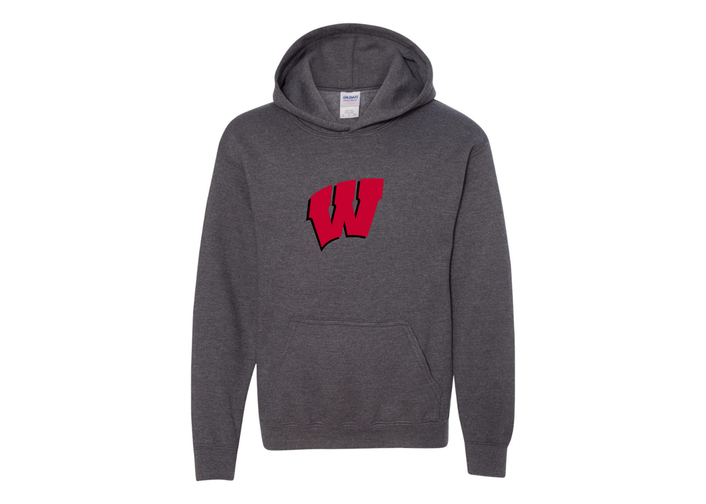 Youth Wisconsin Badgers Gildan Heavy Blend  Hooded Sweatshirt