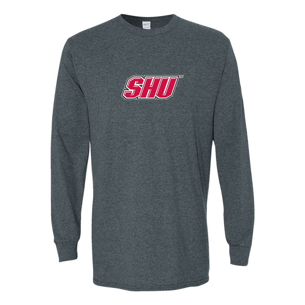 Men's Sacred Heart Pioneers Logo Gildan Heavy Cotton Long Sleeve T-Shirt