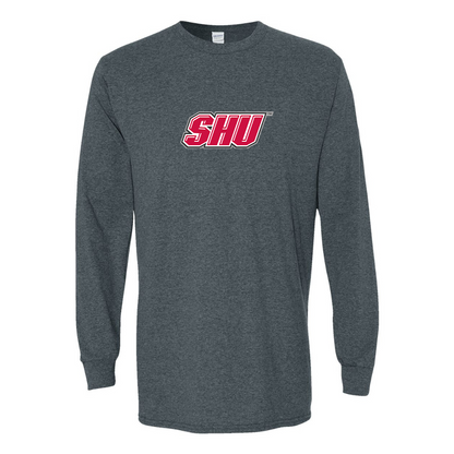 Men's Sacred Heart Pioneers Logo Gildan Heavy Cotton Long Sleeve T-Shirt