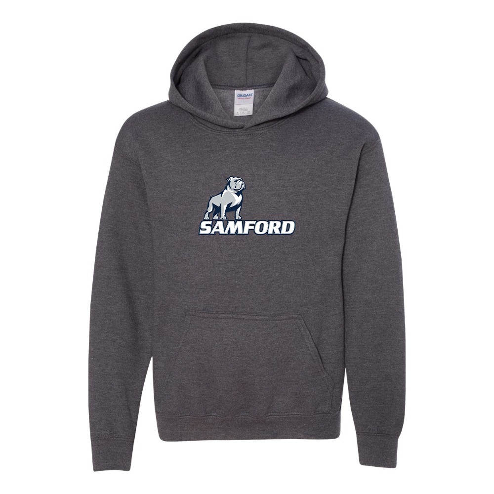 Youth Samford Bulldogs Logo Gildan Heavy Blend  Hooded Sweatshirt