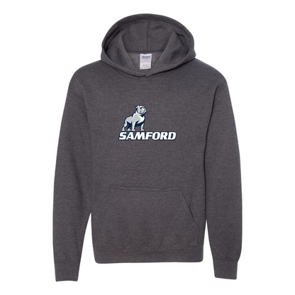 Youth Samford Bulldogs Logo Gildan Heavy Blend  Hooded Sweatshirt