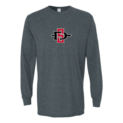 Men's San Diego State Aztecs Logo Gildan Heavy Cotton Long Sleeve T-Shirt