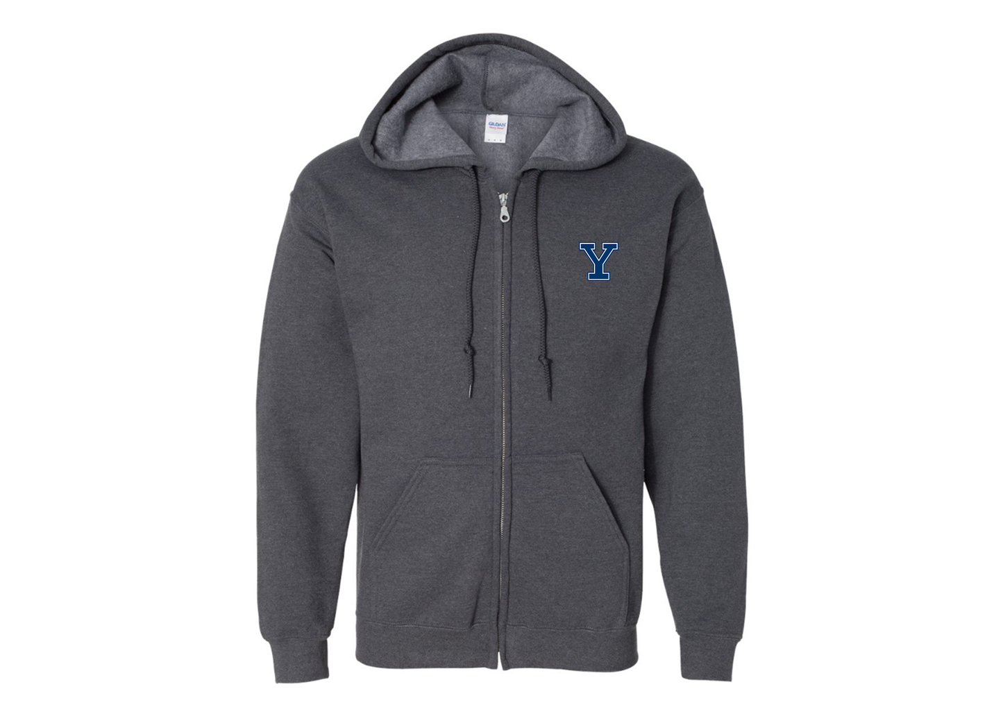 Men's Yale Bulldogs Gildan  Heavy Blend Full Zip Hooded Sweatshirt