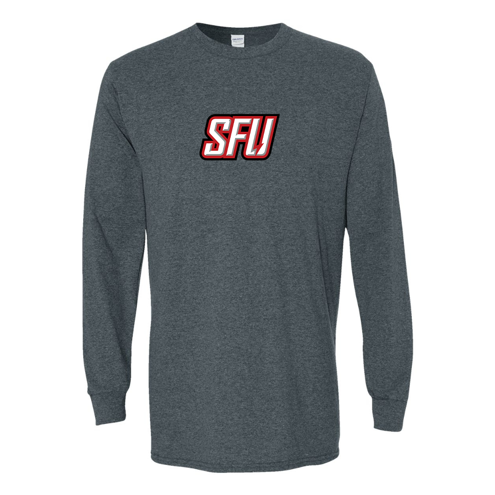 Men's Saint Francis Red Flash Logo Gildan Heavy Cotton Long Sleeve T-Shirt