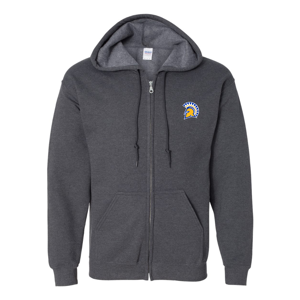 Men's San Jose State Spartans Logo Gildan  Heavy Blend Full Zip Hooded Sweatshirt