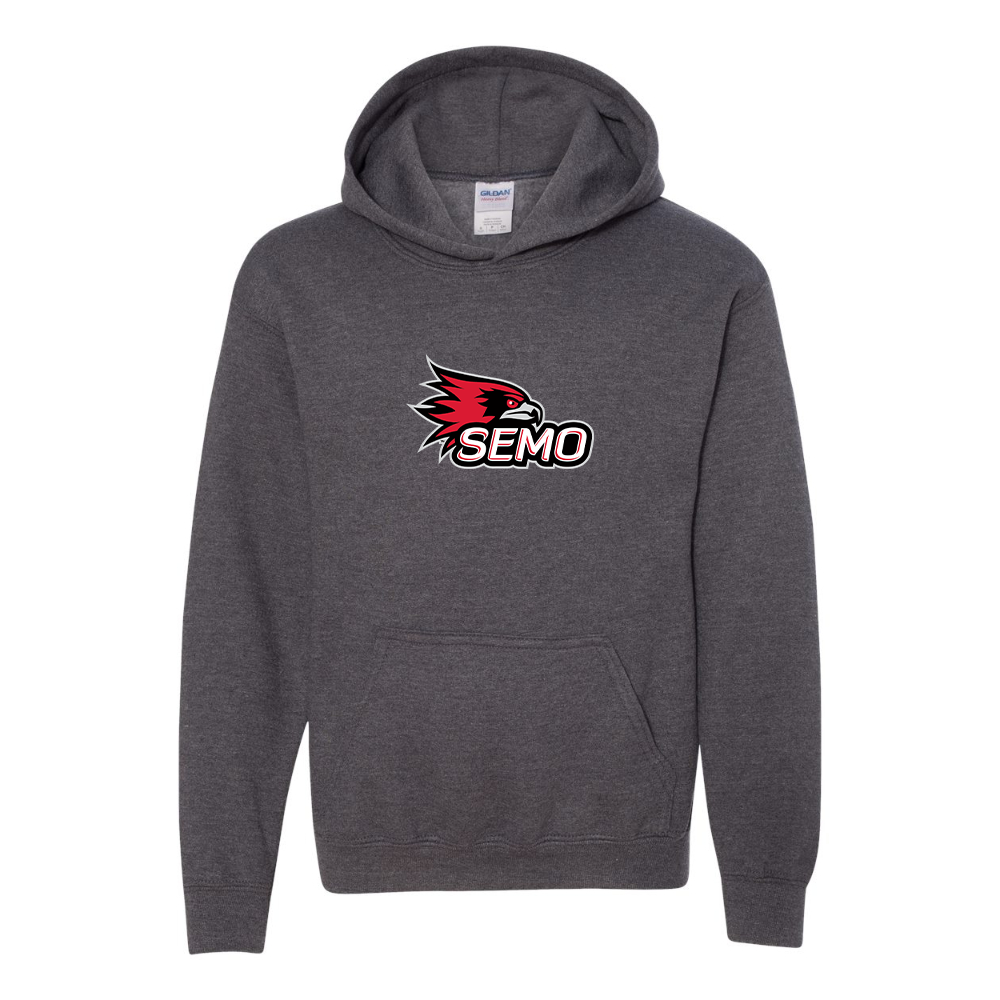 Youth SEMO Redhawks Logo Gildan Heavy Blend  Hooded Sweatshirt
