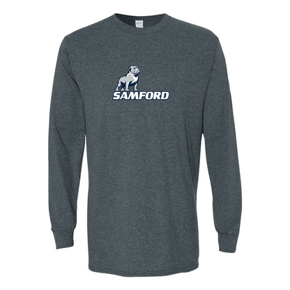 Men's Samford Bulldogs Logo Gildan Heavy Cotton Long Sleeve T-Shirt