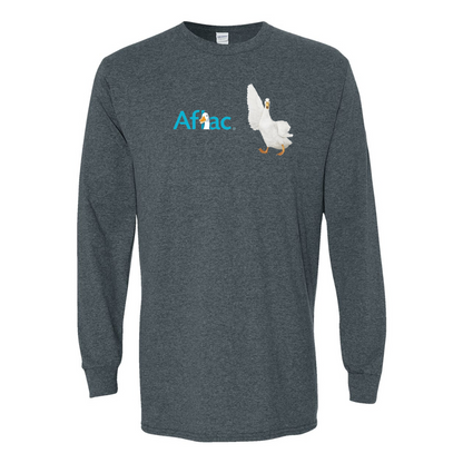 Men's Aflac Logo and Duck Gildan Heavy Cotton Long Sleeve T-Shirt