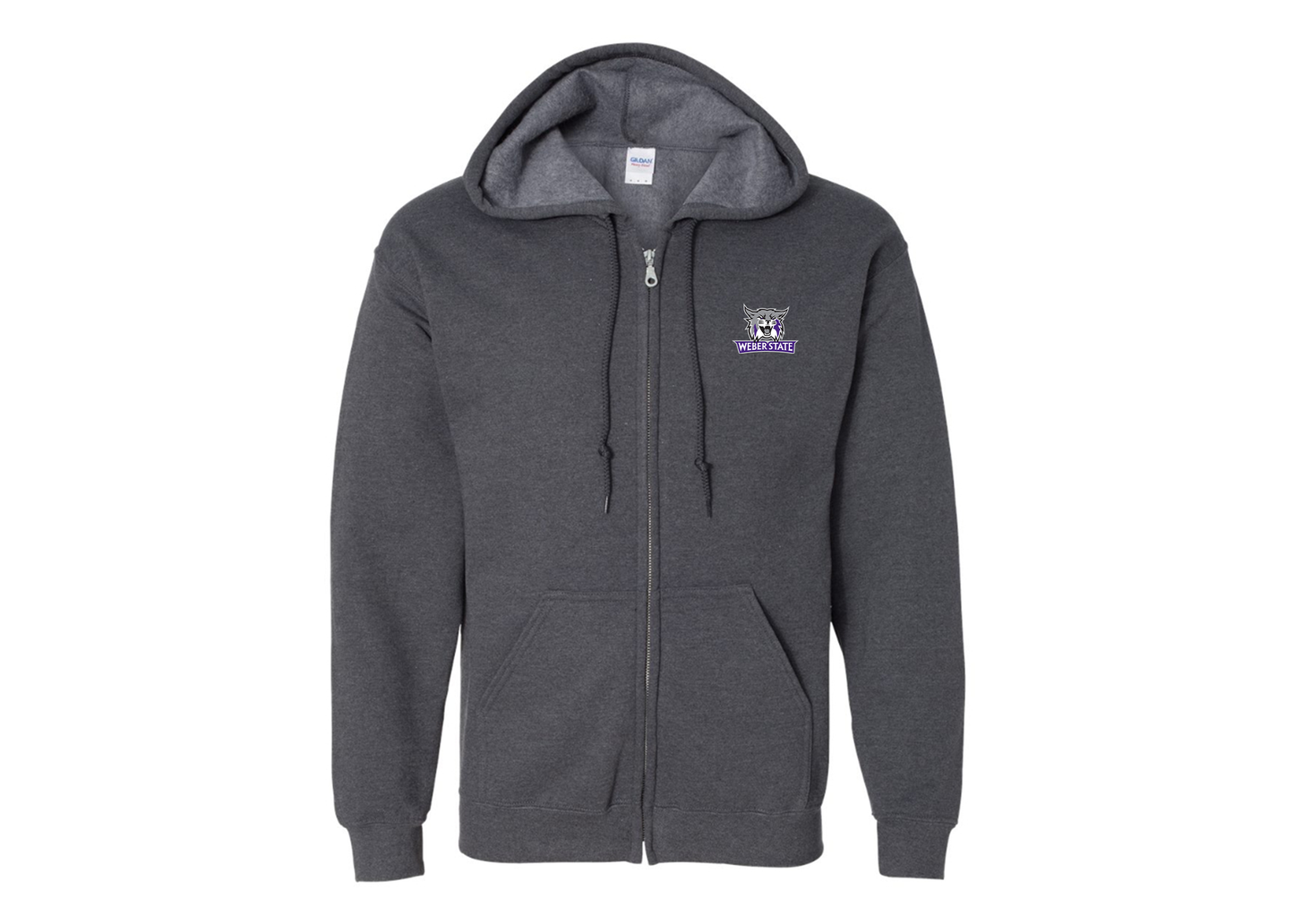 Men's Weber State Wildcats Gildan  Heavy Blend Full Zip Hooded Sweatshirt