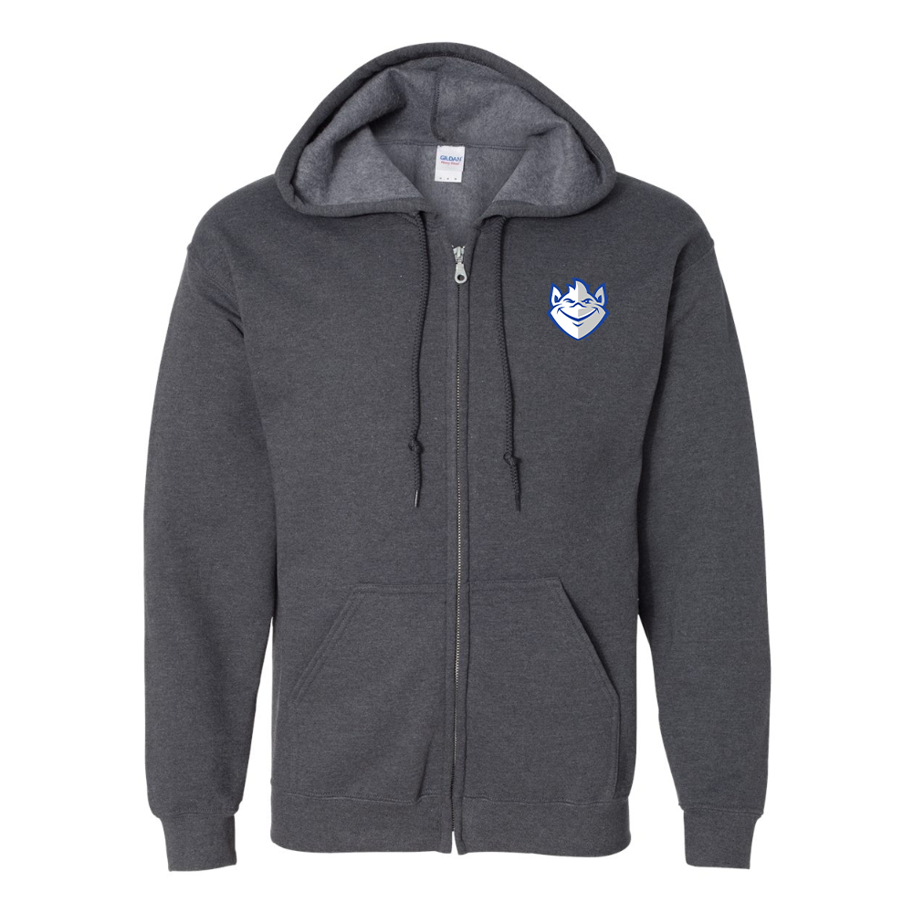 Men's Saint Louis Billikens Logo Gildan  Heavy Blend Full Zip Hooded Sweatshirt