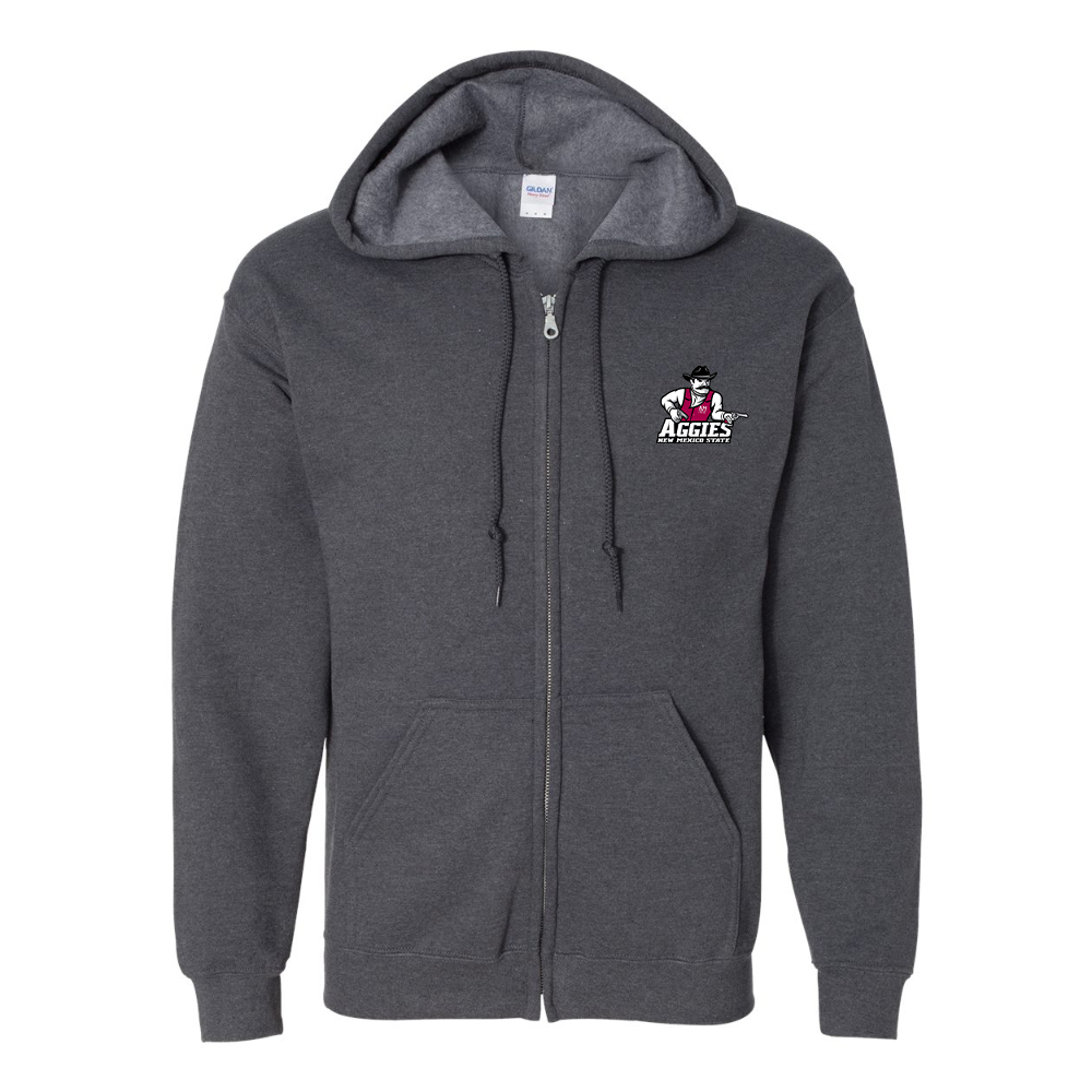 Men's Aggies New Mexico State Logo Gildan  Heavy Blend Full Zip Hooded Sweatshirt