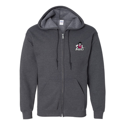 Men's Aggies New Mexico State Logo Gildan  Heavy Blend Full Zip Hooded Sweatshirt