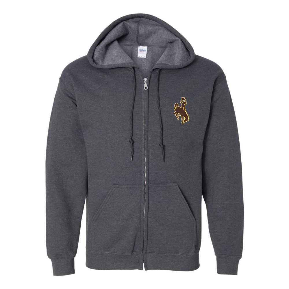 Men's Wyoming Cowboys Gildan Heavy Blend Full Zip Hooded Sweatshirt
