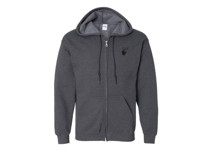 Men's Off-White Hand Gildan  Heavy Blend Full Zip Hooded Sweatshirt