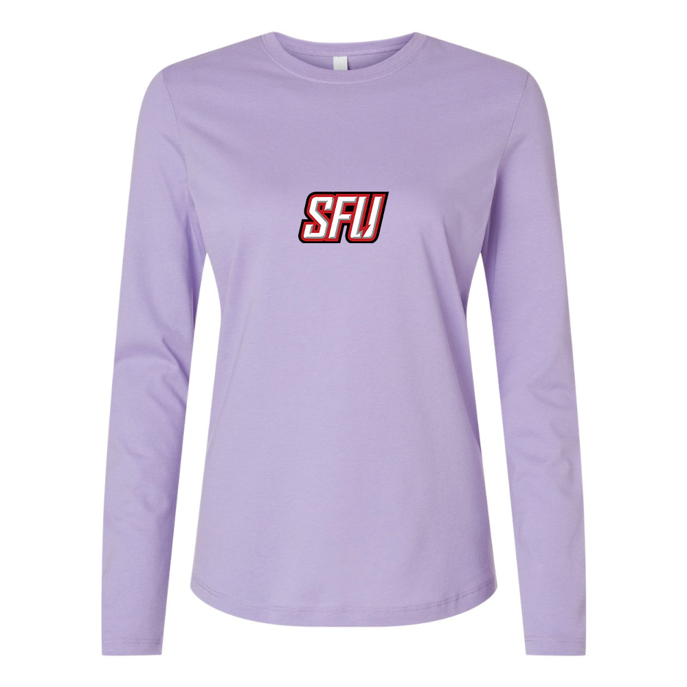 BELLA CANVAS Women’s Saint Francis Red Flash Logo Jersey Long Sleeve Tee