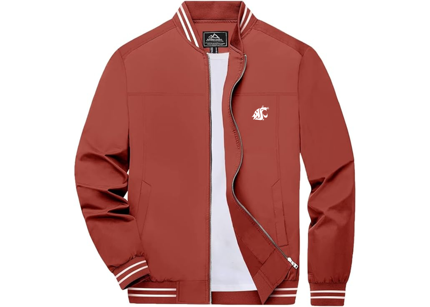 Men's Washington State Cougars Lightweight Zip-Up Ribbed Collar and Cuffs Bomber Jacket