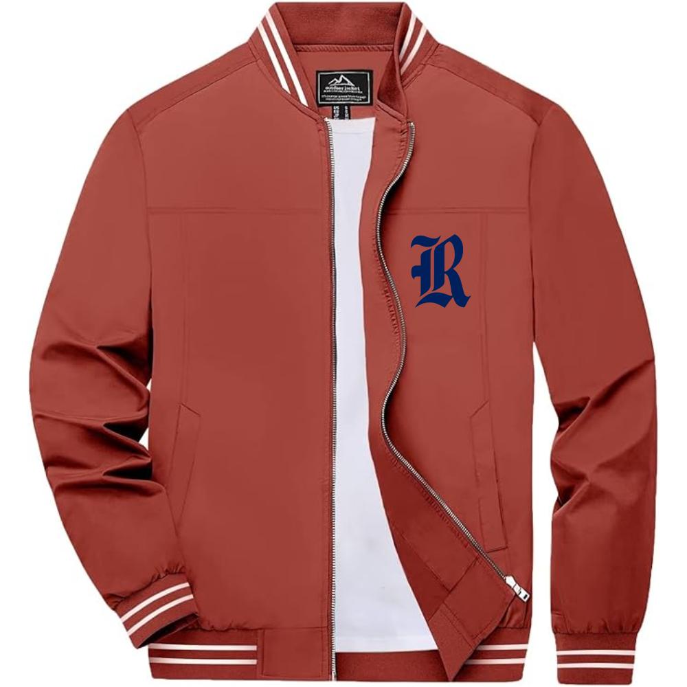 Men's Rice Owls Logo Lightweight Zip-Up Ribbed Collar and Cuffs Bomber Jacket