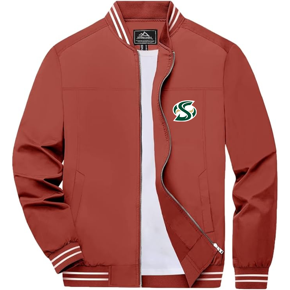 Men's Sacramento State Hornets Logo  Lightweight Zip-Up Ribbed Collar and Cuffs Bomber Jacket