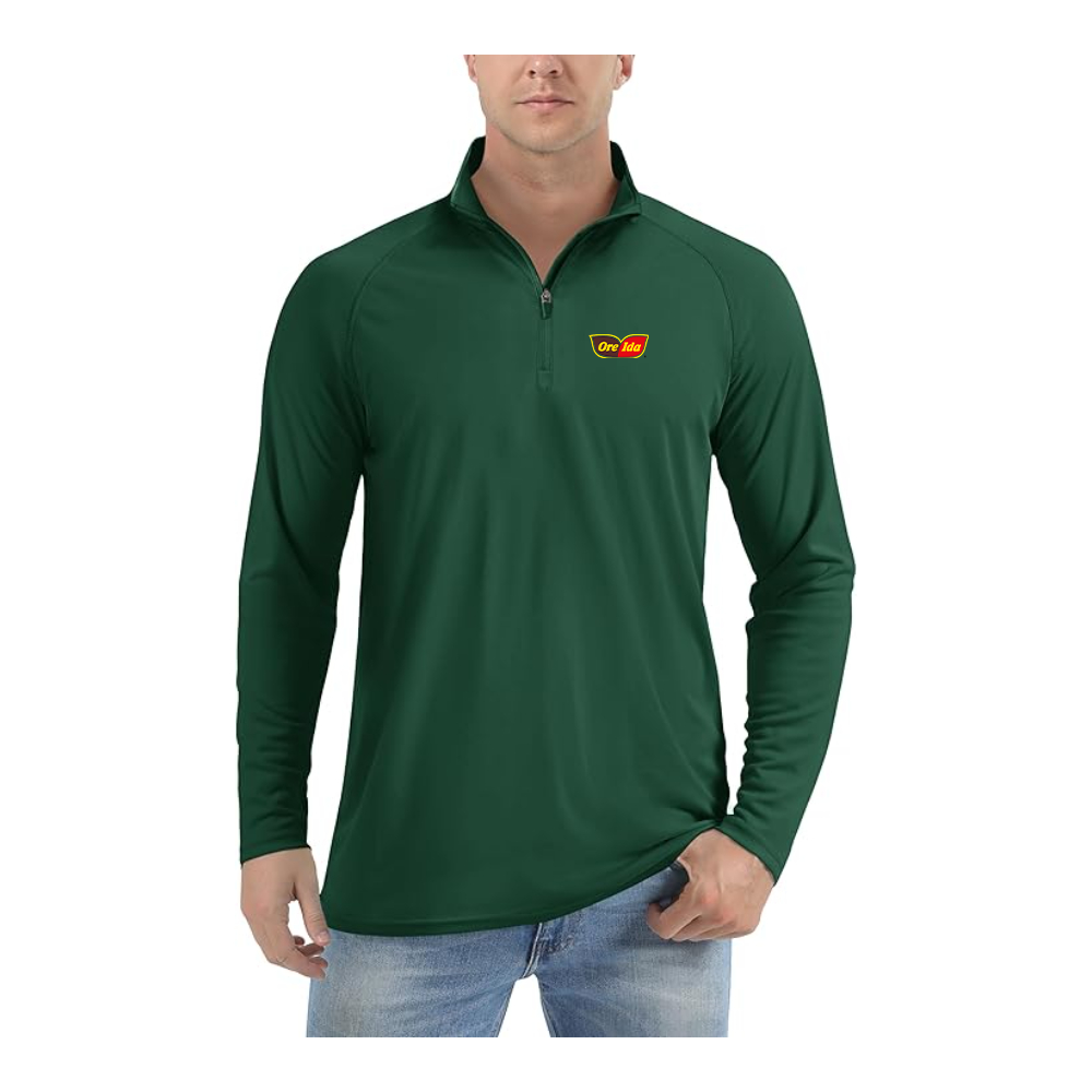 Men's Ore Ida Logo Lightweight Quarter-Zip Athletic Shirt Long Sleeve Performance Wear