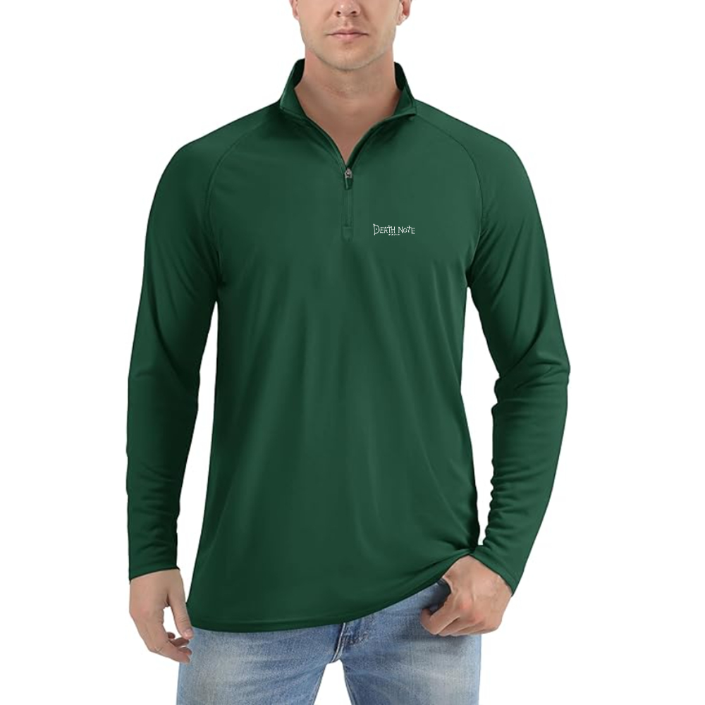 Men's Death Note Logo Lightweight Quarter-Zip Athletic Shirt Long Sleeve Performance Wear