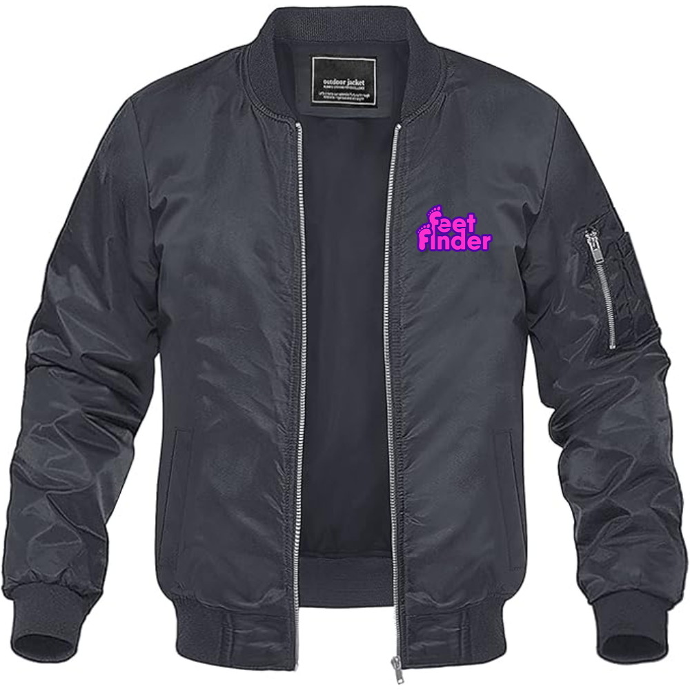 Men's FeetFinder Logo Lightweight Bomber Jacket Windbreaker Softshell Varsity Jacket Coat
