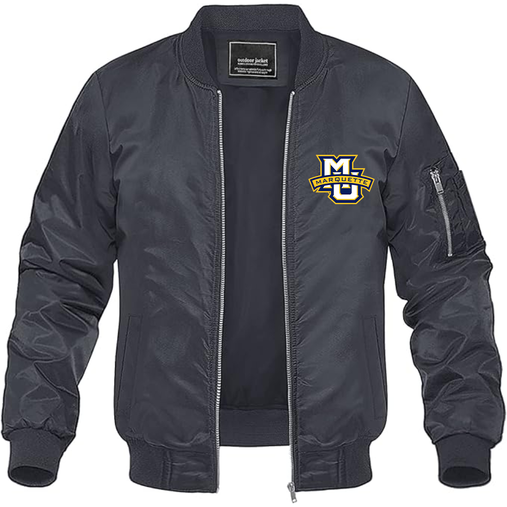 Men's Marquette Golden Eagles Logo Lightweight Bomber Jacket Windbreaker Softshell Varsity Jacket Coat