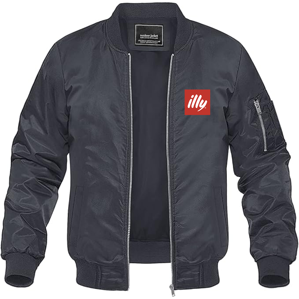 Men's Illy Logo Lightweight Bomber Jacket Windbreaker Softshell Varsity Jacket Coat