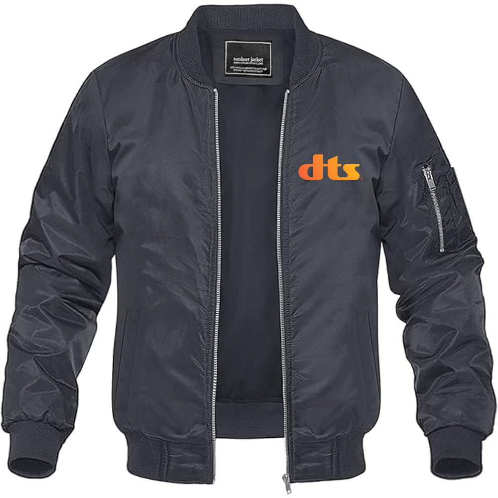 Men's DTS Logo Lightweight Bomber Jacket Windbreaker Softshell Varsity Jacket Coat