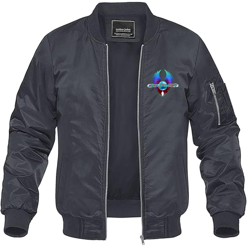 Men's Journey Logo Lightweight Bomber Jacket Windbreaker Softshell Varsity Jacket Coat