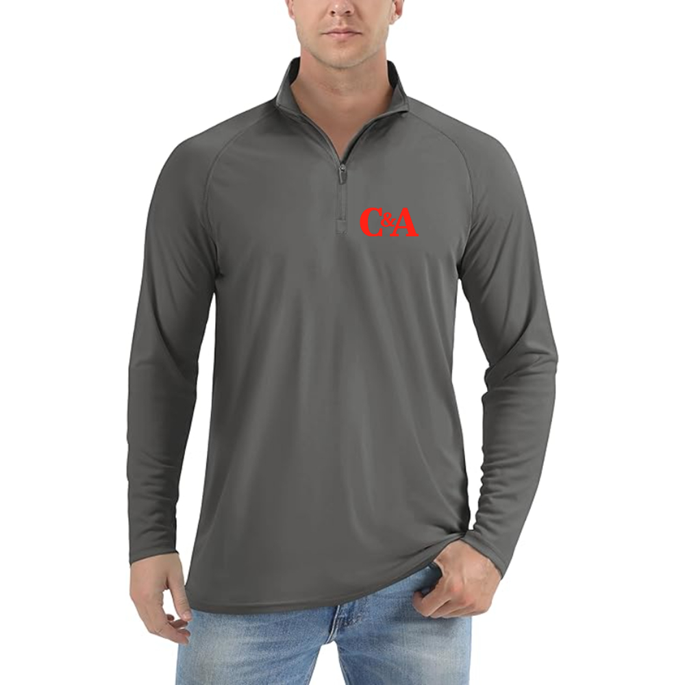Men's CA Logo Lightweight Quarter-Zip Athletic Shirt Long Sleeve Performance Wear