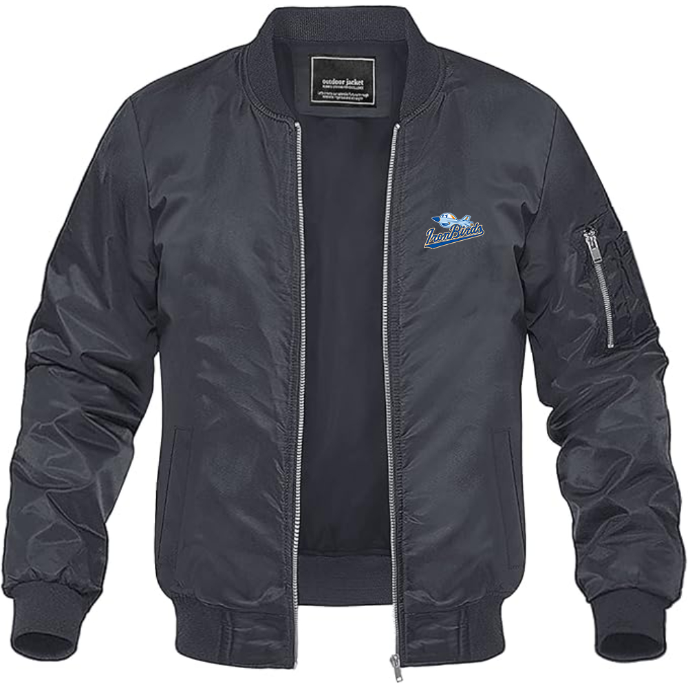 Men's Aberdeen IronBirds Logo Lightweight Bomber Jacket Windbreaker Softshell Varsity Jacket Coat