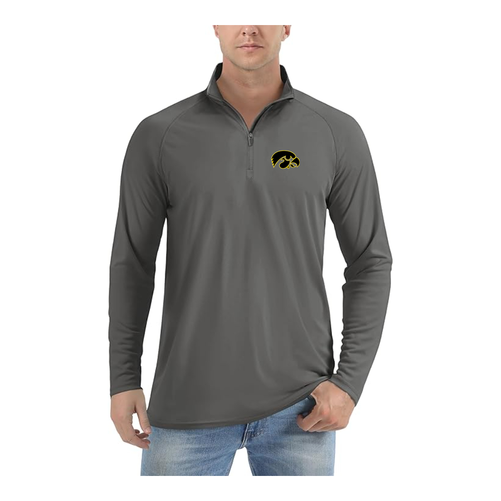 Men's Lowa Hawkeyes Logo Lightweight Quarter-Zip Athletic Shirt Long Sleeve Performance Wear