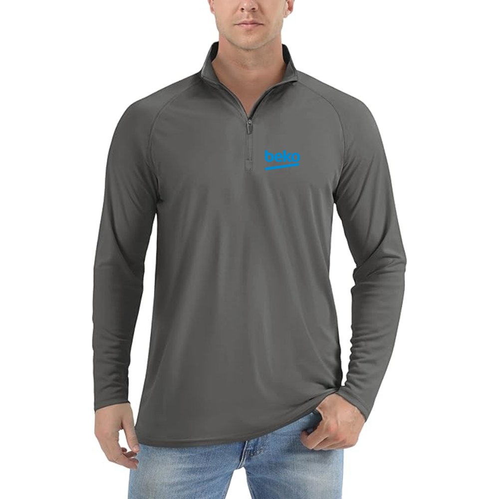 Men's Beko Logo Lightweight Quarter-Zip Athletic Shirt Long Sleeve Performance Wear