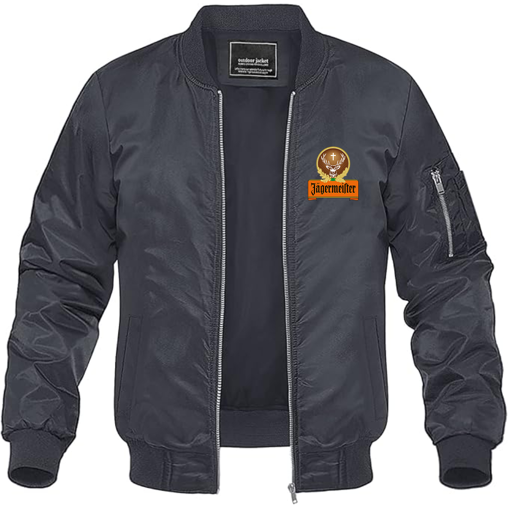 Men's Jagermeister Logo Lightweight Bomber Jacket Windbreaker Softshell Varsity Jacket Coat