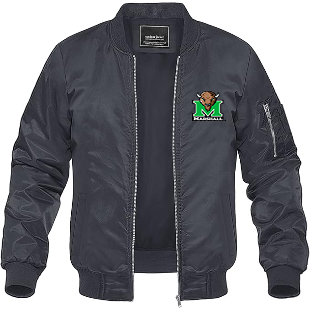 Men's Marshall Thundering Herd Logo Lightweight Bomber Jacket Windbreaker Softshell Varsity Jacket Coat