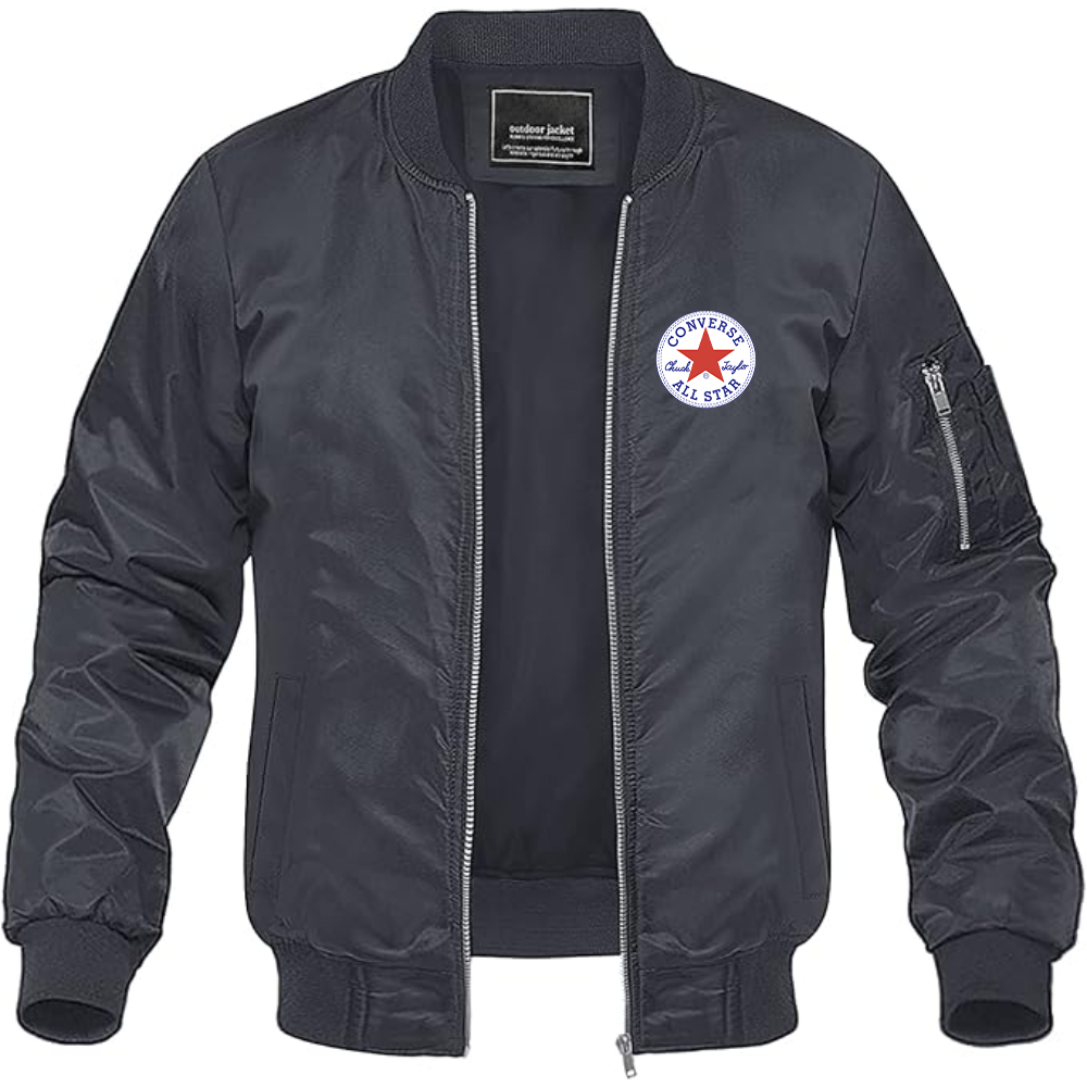 Men's Chuck Taylor All Star Logo Lightweight Bomber Jacket Windbreaker Softshell Varsity Jacket Coat