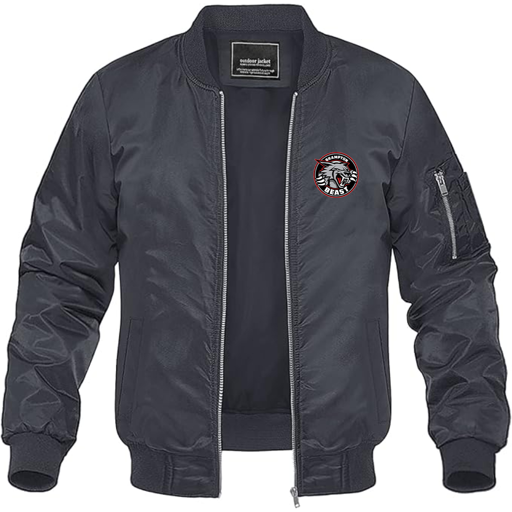 Men's Brampton Beast Logo Lightweight Bomber Jacket Windbreaker Softshell Varsity Jacket Coat