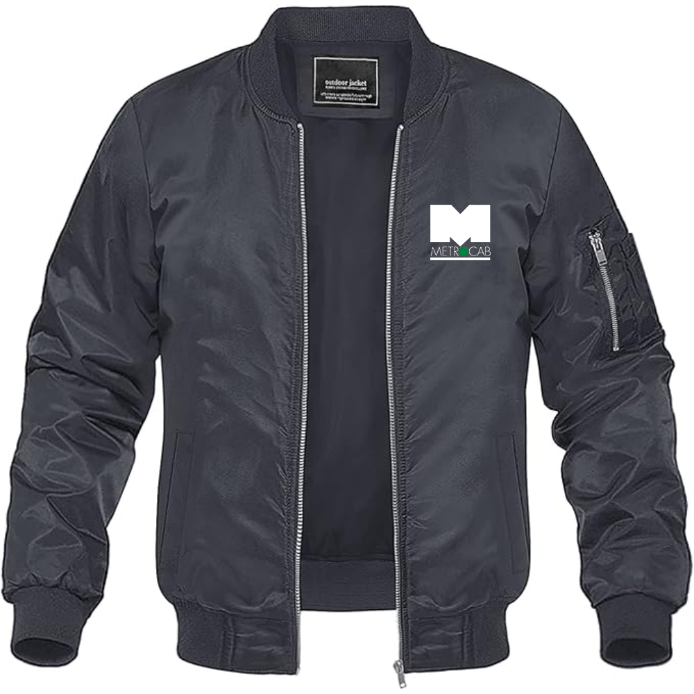 Men's Metrocab Logo Lightweight Bomber Jacket Windbreaker Softshell Varsity Jacket Coat