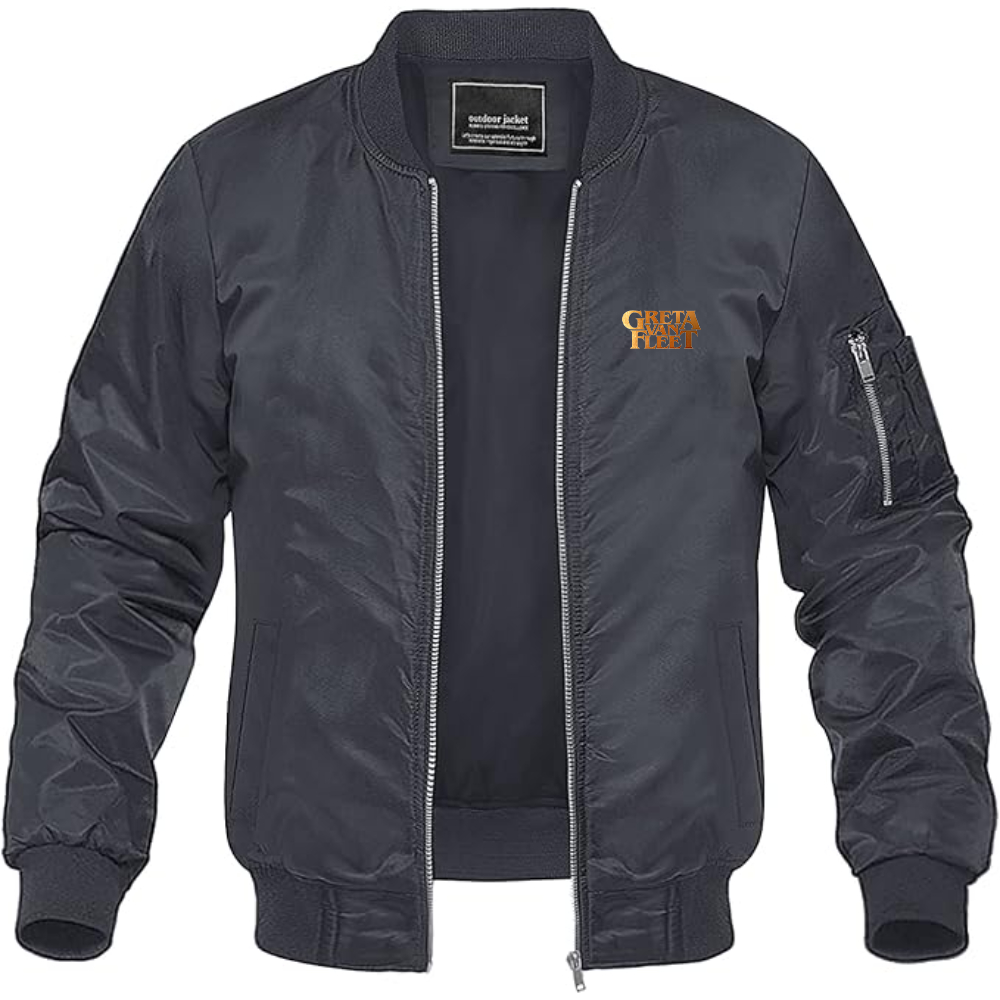 Men's Greta Van Fleet Logo Lightweight Bomber Jacket Windbreaker Softshell Varsity Jacket Coat