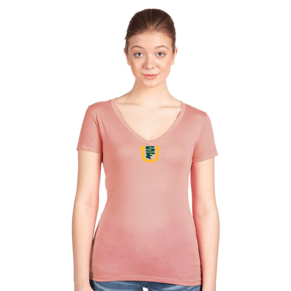 Women's San Francisco Dons Logo  Next Level V-Neck T-Shirt
