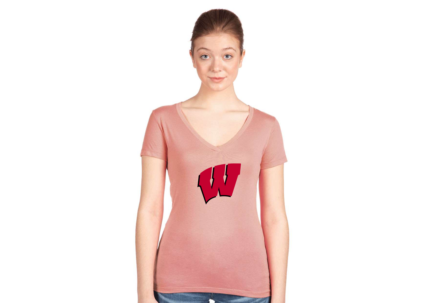 Women's Wisconsin Badgers Next Level V-Neck T-Shirt