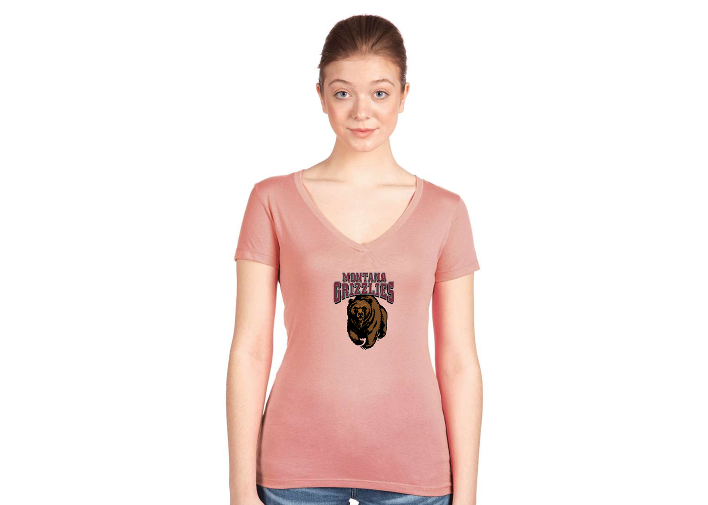 Women's Montana Grizzliesl Next Level V-Neck T-Shirt