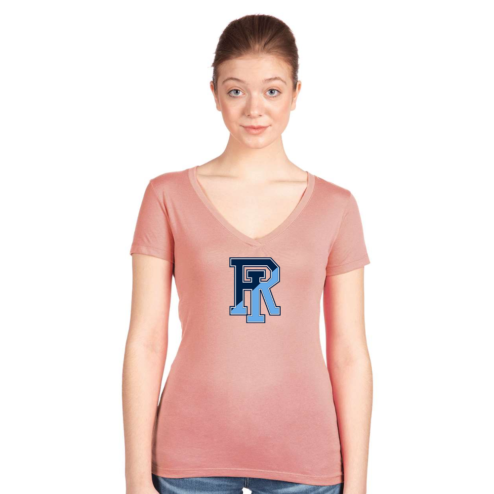 Women's Rhode Island Rams Logo  Next Level V-Neck T-Shirt