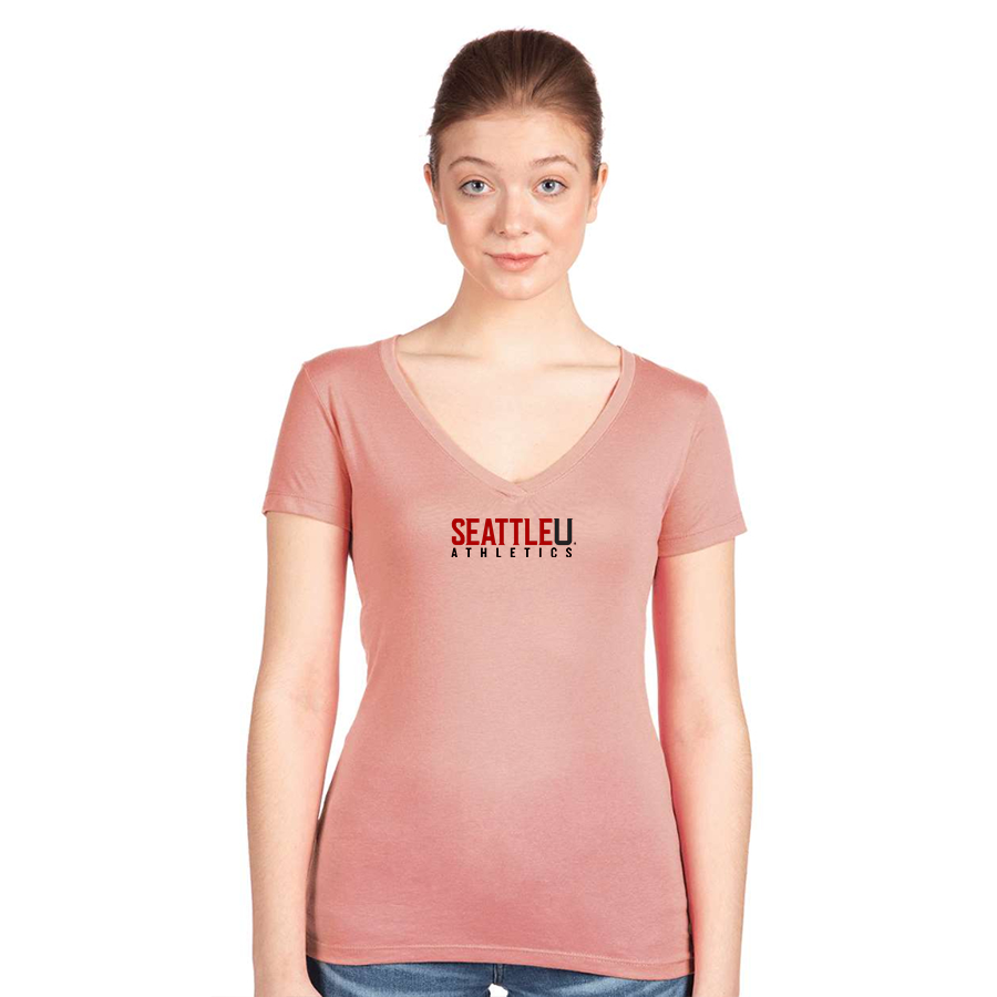 Women's Seattle Redhawks Logo Next Level V-Neck T-Shirt