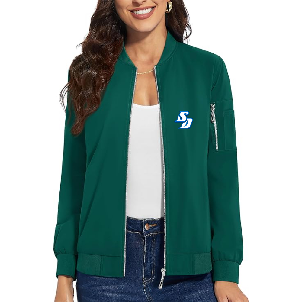 Women's San Diego Toreros Logo Premium Bomber Jacket with Polished Detailing and Functional Sleeve Pocket Modern Luxury Outerwear